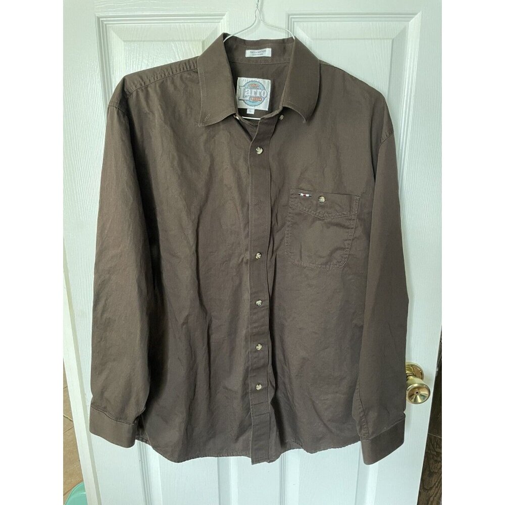 Men’s Large Larro Long Sleeve Dress Shirt, Brown, Western